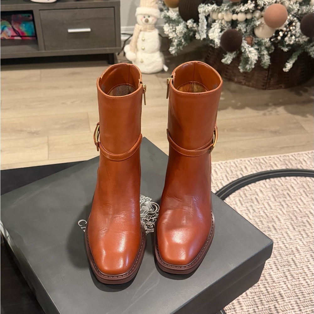 Vince Camuto Tan Leather Ankle Boots